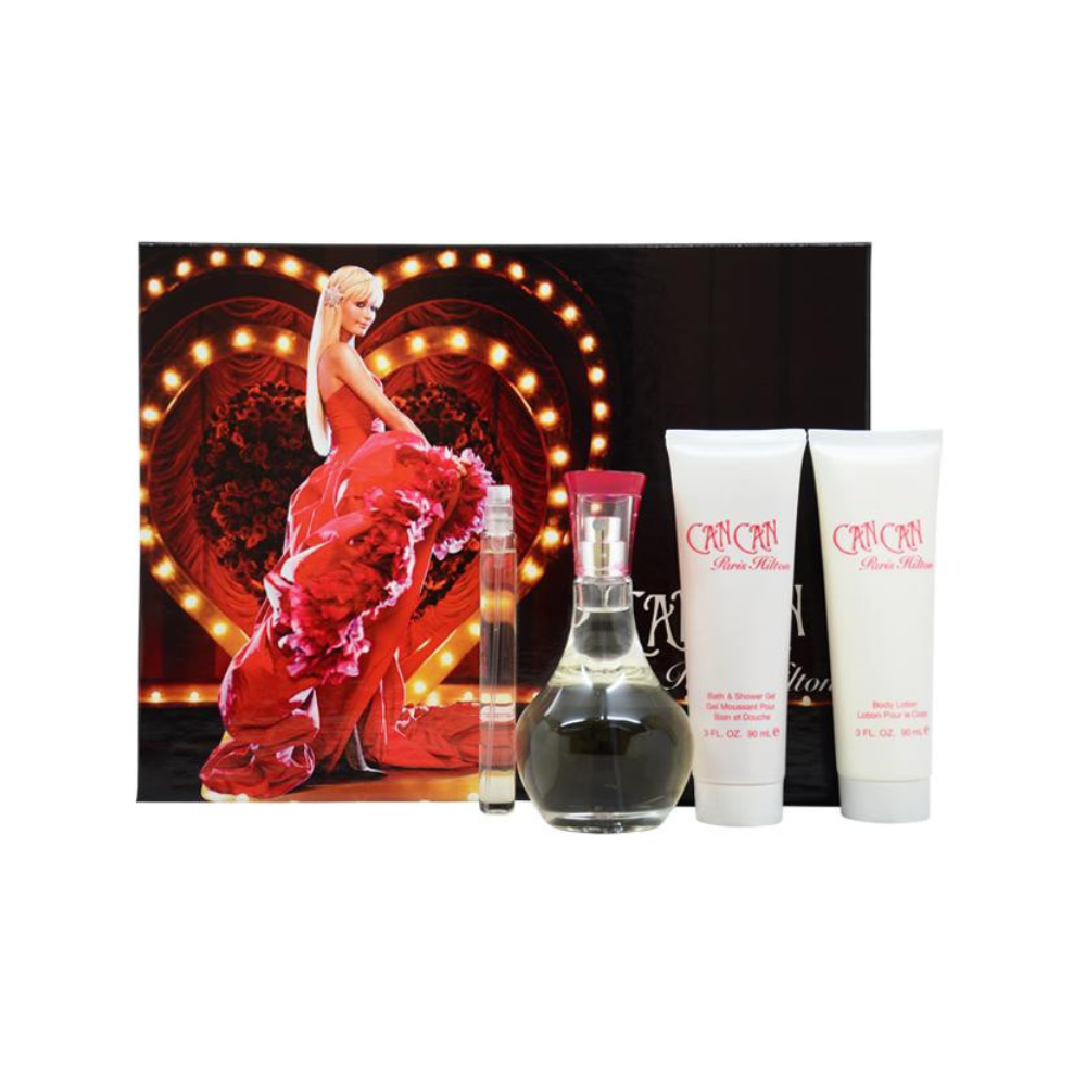 SET PARIS HILTON CAN CAN EDP 100ML, EDP 15ML, BODY LOTION 90ML, SHOWER GEL 90ML (M)