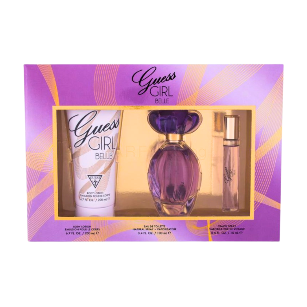 SET GUESS GIRL BELLE EDT 100ML, EDT 15ML, BODY LOTION 200ML (M)