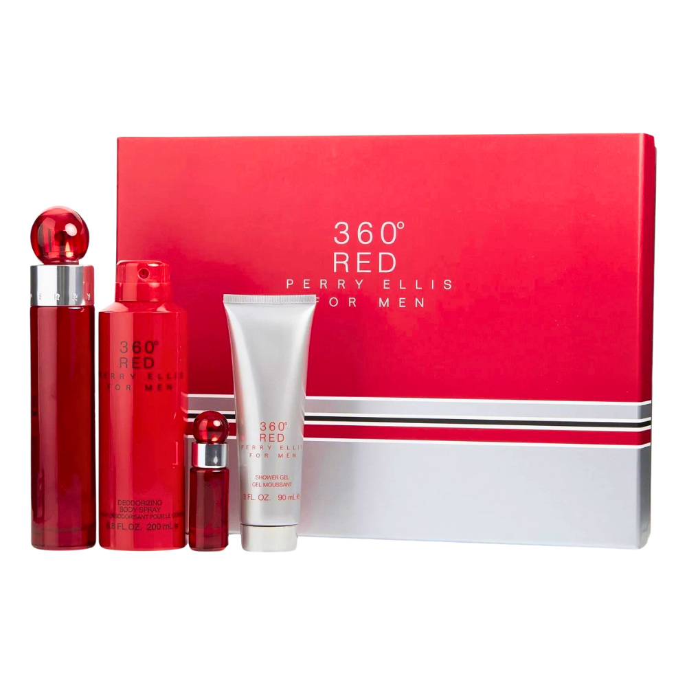 SET PERRY ELLIS 360 RED FOR MEN EDT 100ML, EDT 7.5ML, SHOWER GEL 90ML, BODY SPRAY 200ML (H)