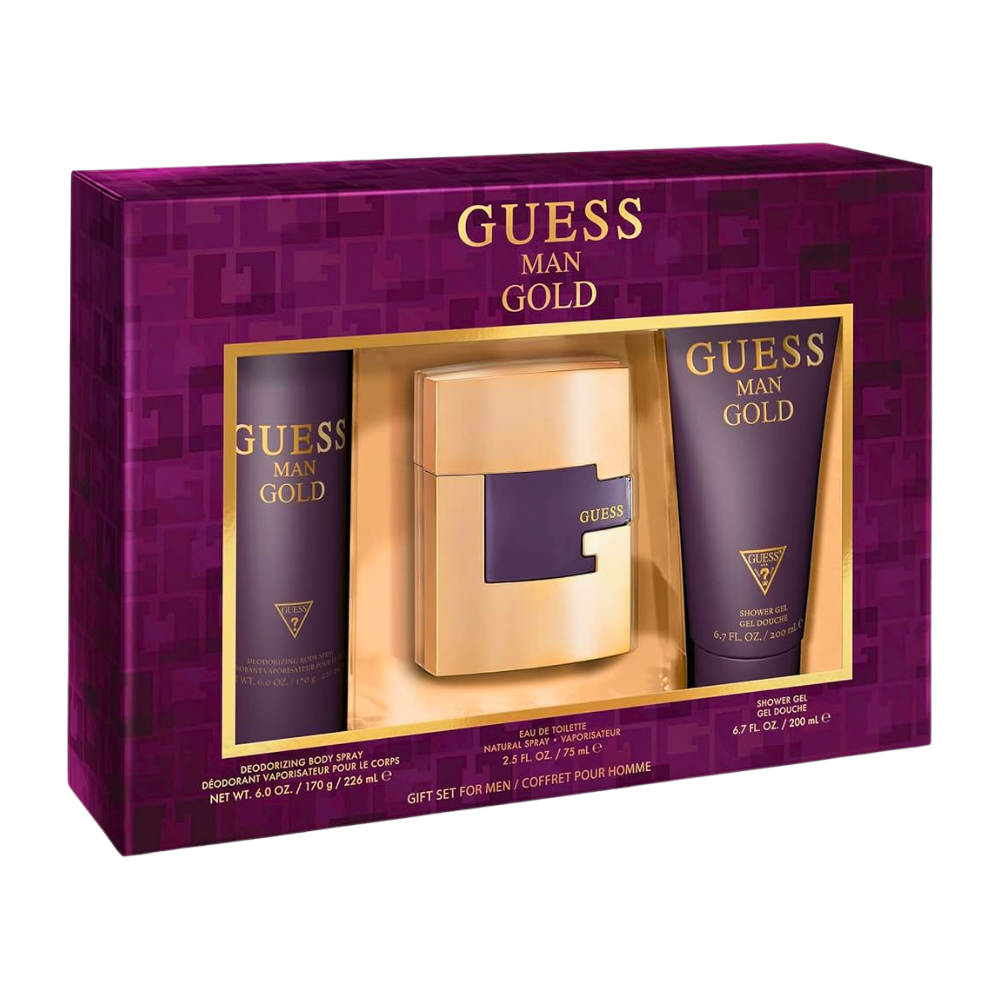 SET GUESS MAN GOLD EDT 75ML, SHOWER GEL 200ML, DEODORANT 226ML (H)
