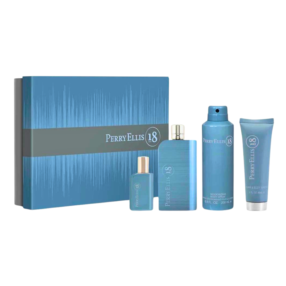 SET PERRY ELLIS 18 FOR MEN EDT 100ML, EDT 7.5ML, SHOWER GEL 90ML, BODY SPRAY 170G (H)
