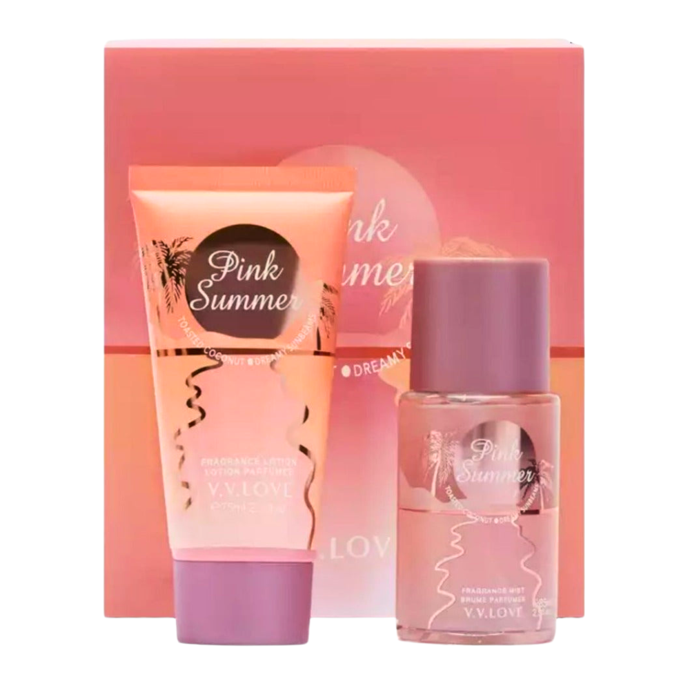 SET VV LOVE SPLASH DAMA  PINK SUMMER SPLASH 85ML, BODY LOTION 75ML (M)