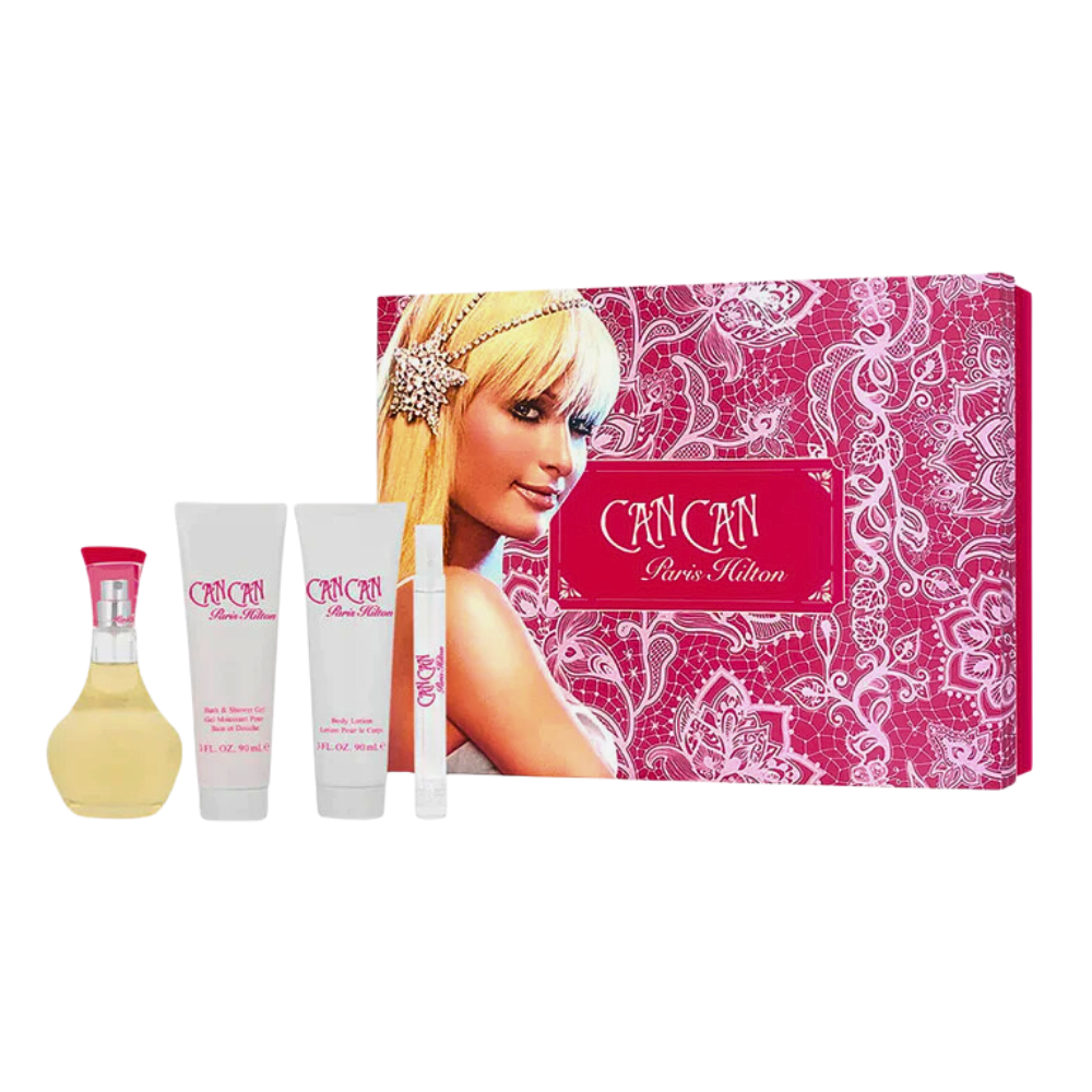 SET PARIS HILTON CAN CAN EDP 100ML, EDP 15ML, BODY LOTION 90ML, SHOWER GEL 90ML (M)