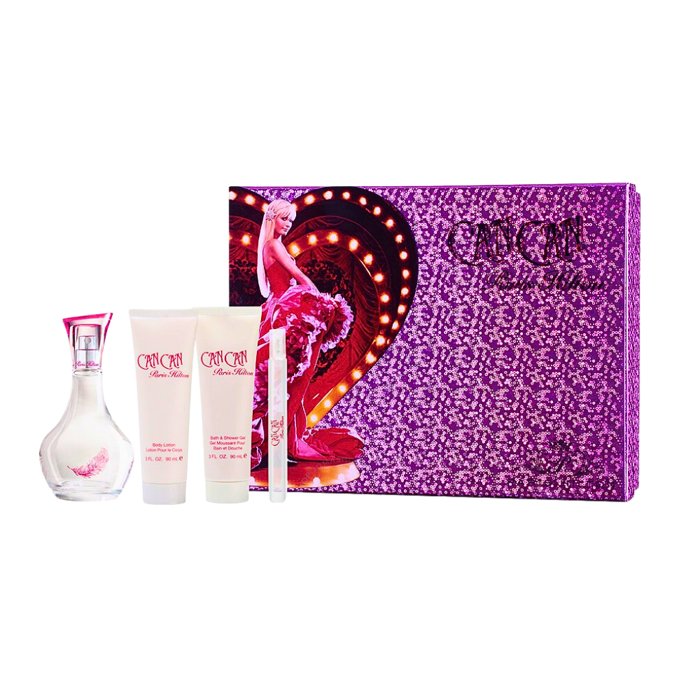 SET PARIS HILTON CAN CAN EDP 100ML, EDP 15ML, BODY LOTION 90ML, SHOWER GEL 90ML (M)