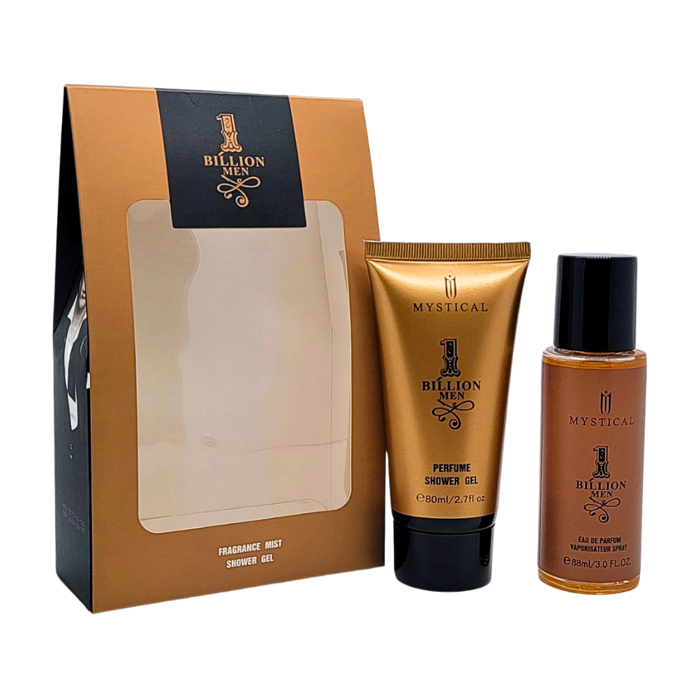 SET DE SPLASH PARA HOMBRE MYSTICAL BILLION MEN SPLASH 88ML, SHOWER GEL 80ML (H)