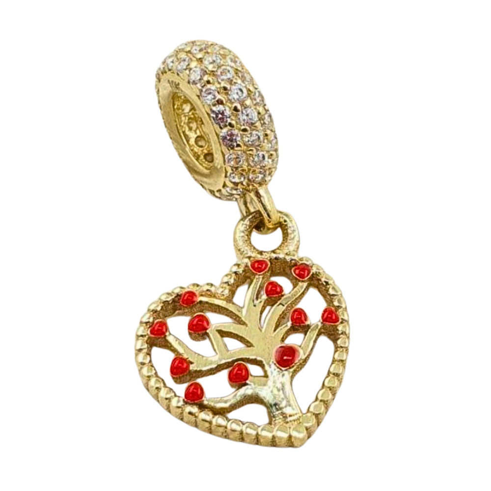 OCHARM52 FORMA CORAZON Y ARBOL CIRCON ROJO