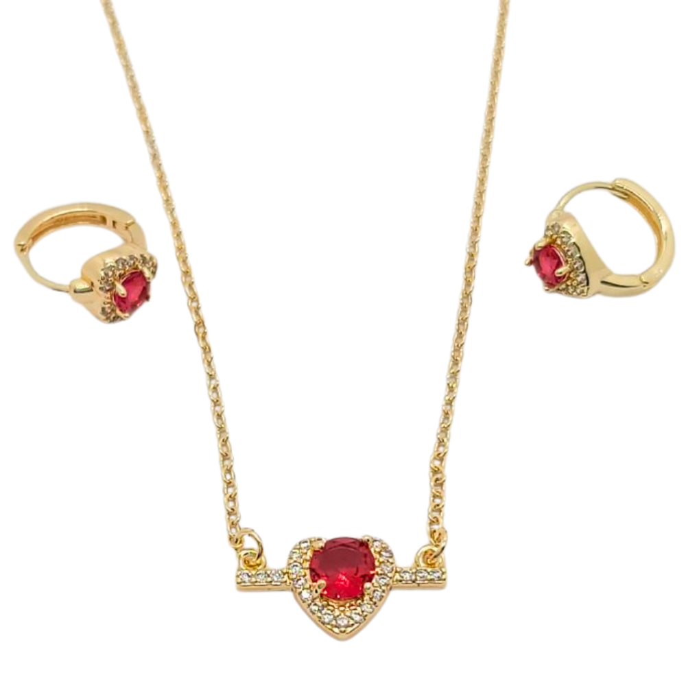 ESET1368 FORMA CORAZON CIRCON ROJO