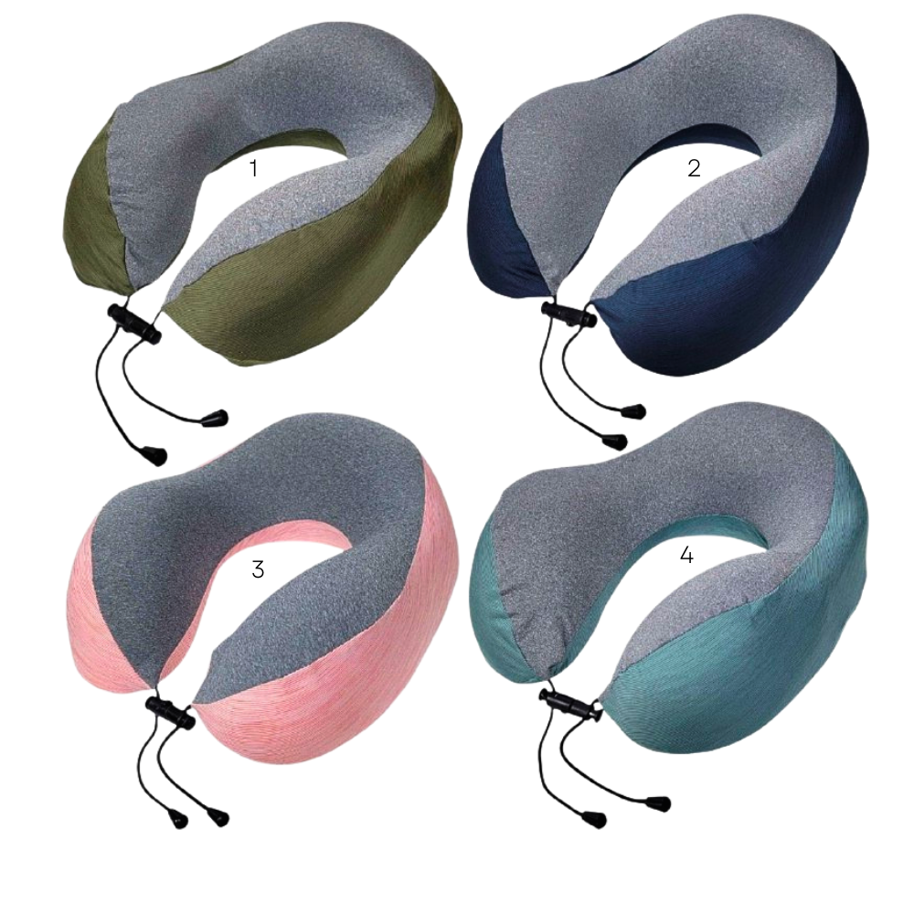 COLLARIN FOAM ALMOHADA PARA CUELLO EN FORMA DE U DE ESPUMA VISCOELASTICA CON FUNDA LAVABLE, CIERRE PARA CUELLO PARA VIAJES O DORMIR 4 COLORES 27X27CM