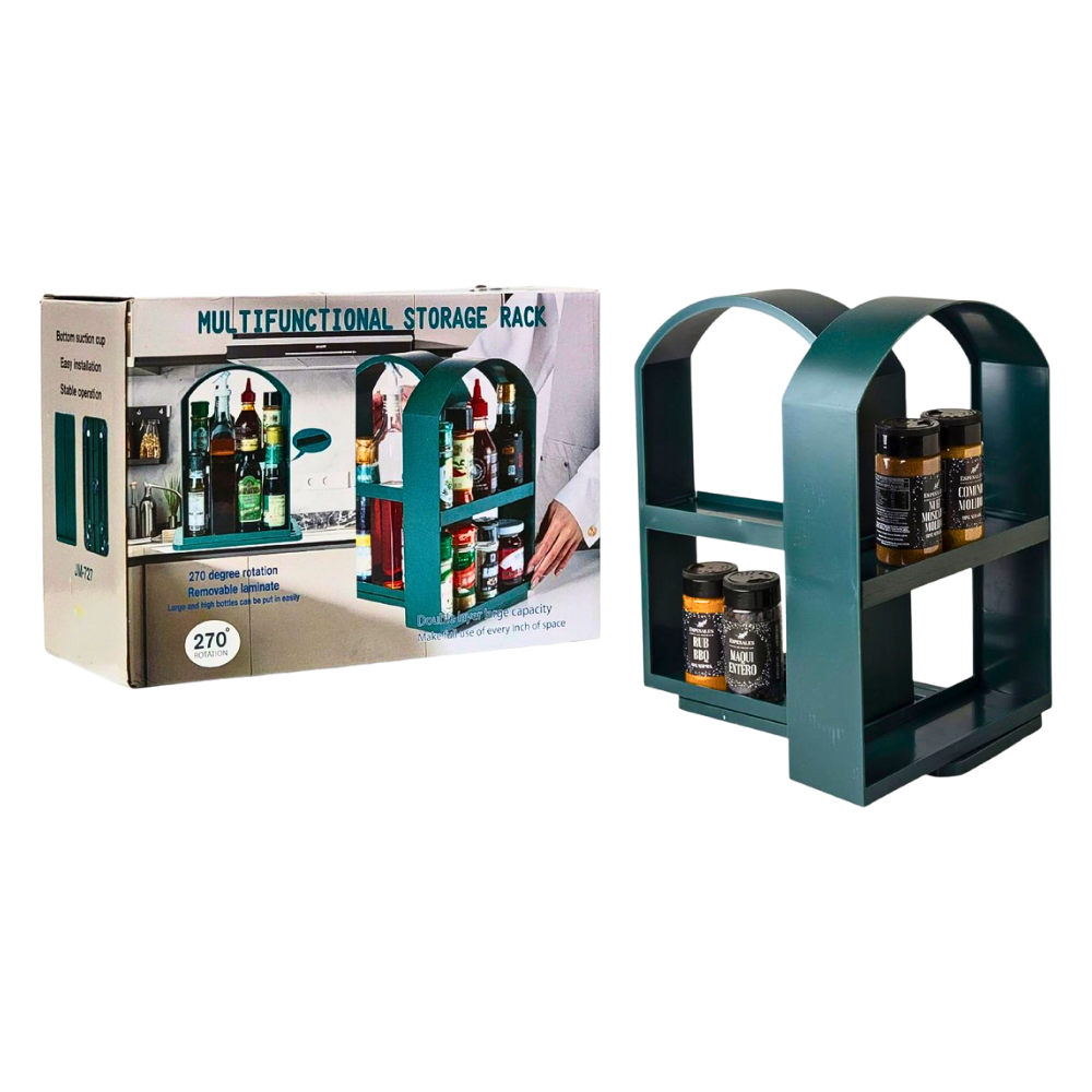 ORGANIZADOR ESTANTE MULTIFUNCIONAL PARA COCINA, PRACTICO Y SENCILLO PARA CONDIMENTOS, GIRA SUAVEMENTE 270°, AHORRA ESPACIO