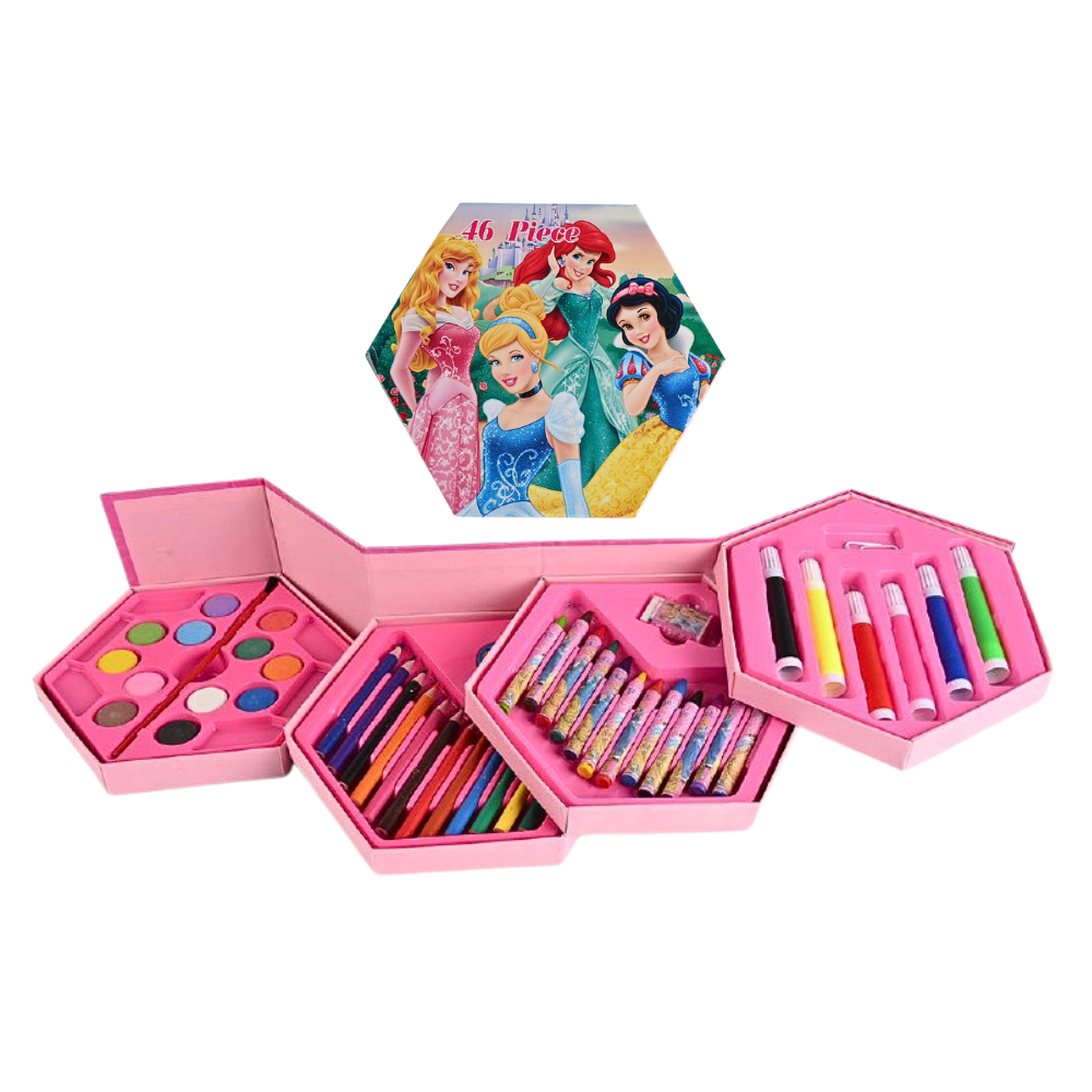 ESTUCHE DE ARTE INFANTIL CON DISEÑO DE PRINCESAS 46PCS