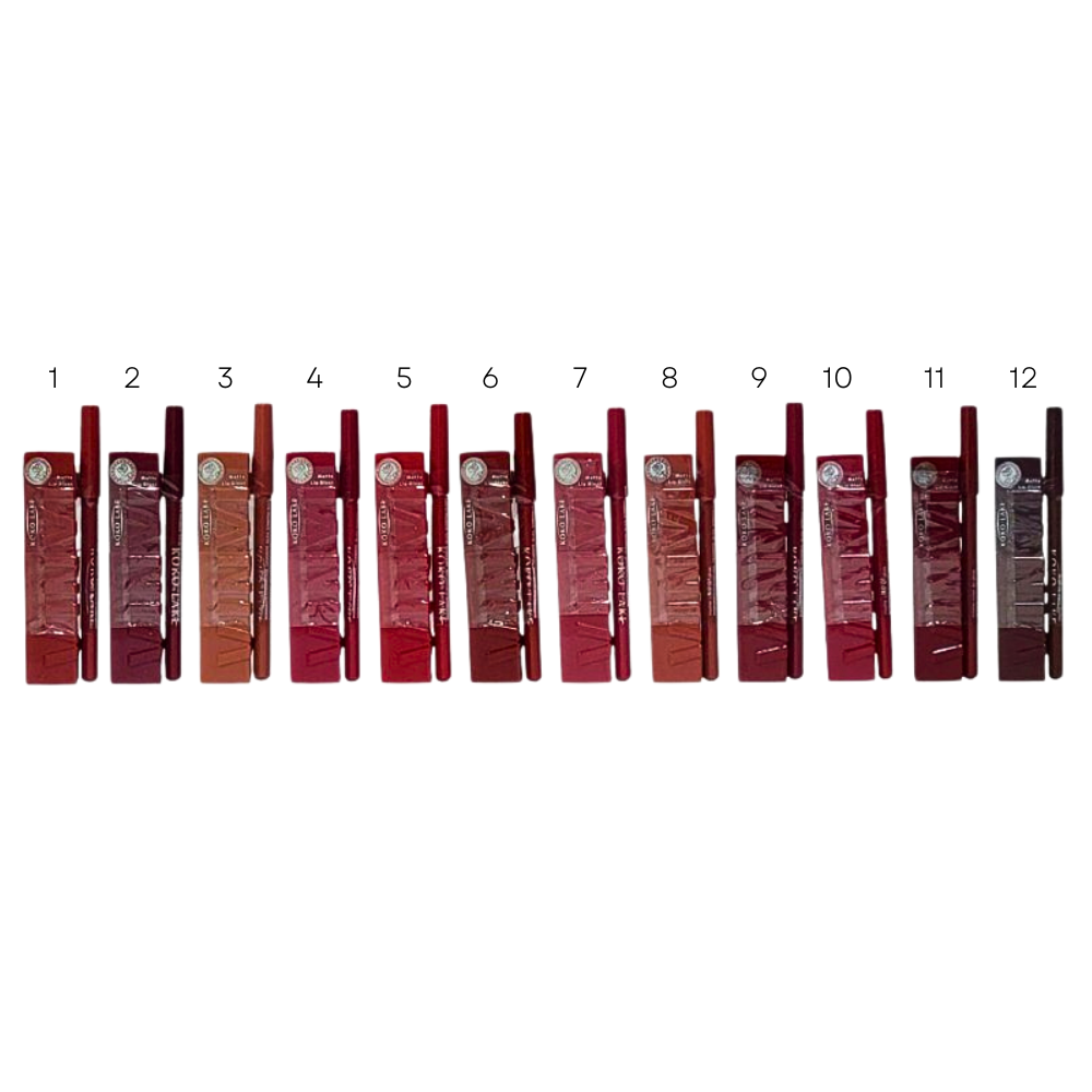 BRILLO LABIAL Y DELINEADOR DE LABIOS 2 EN 1,DUPE MAYBELLINE VINYL INK  IRRESISTIBLES, IMPERMEABLE NO GRASO MATTE 12 TONOS, KOKO LAKE