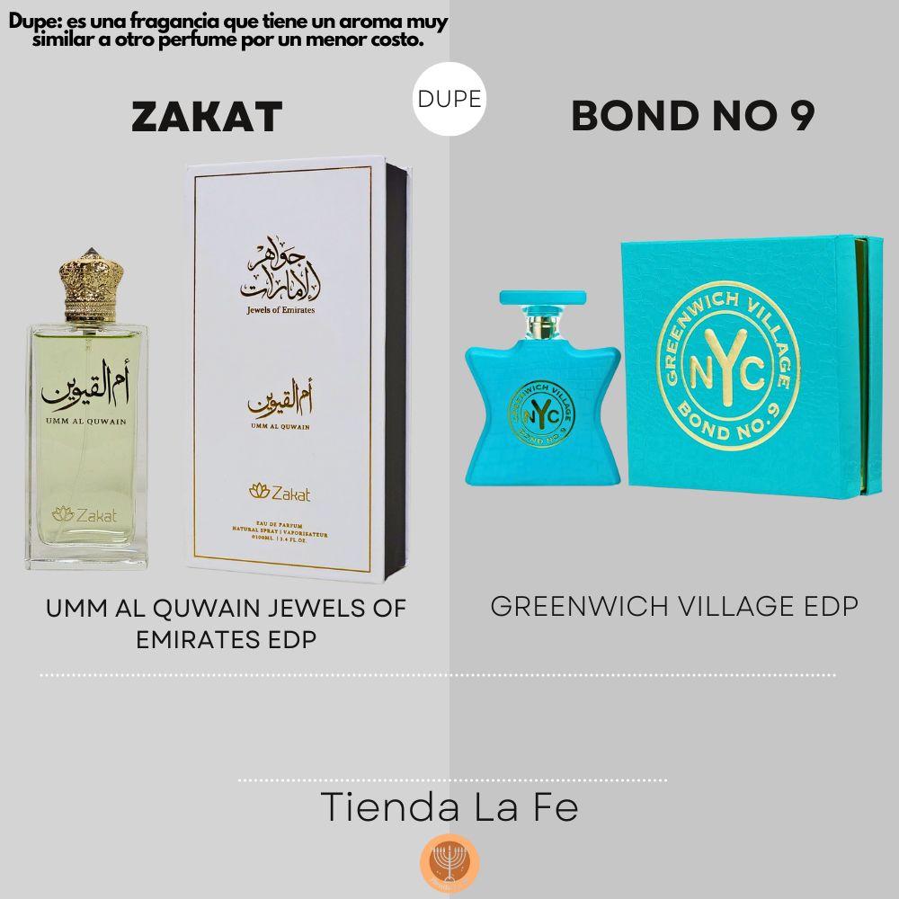 ZAKAT UMM AL QUWAIN JEWELS OF EMIRATES EDP 100ML (U) (DUPE BOND NO 9 GREENWICH VILLAGE EDP)