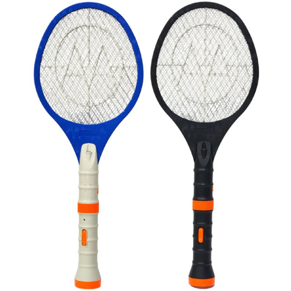 RAQUETA MATA MOSQUITOS ELECTRICA 2 EN 1, CON FOCO DE MANO, ALTA ENERGIA, ENCHUFE PLANO LUMILED