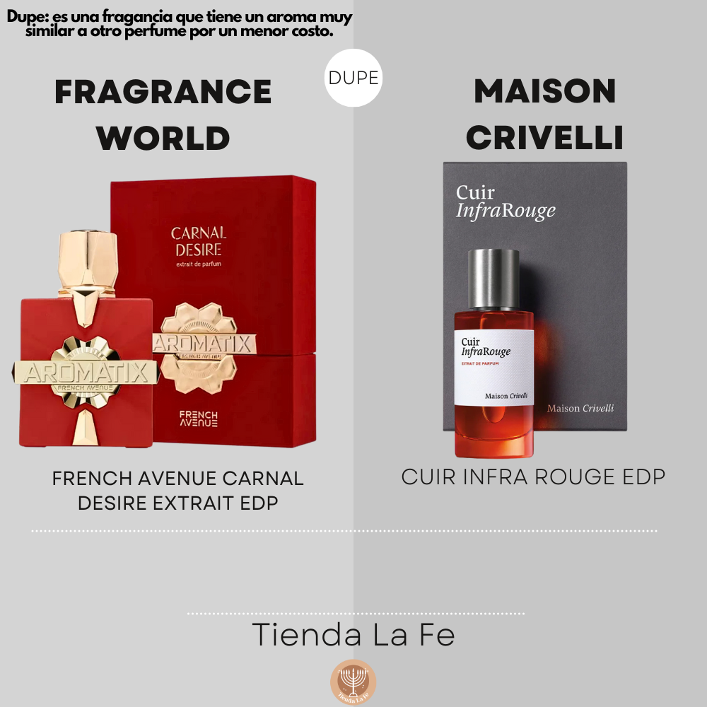 FRAGRANCE WORLD FRENCH AVENUE AROMATIX CARNAL DESIRE EXTRAIT EDP 100ML (U) (DUPE MAISON CRIVELLI CUIR INFRA ROUGE EDP)