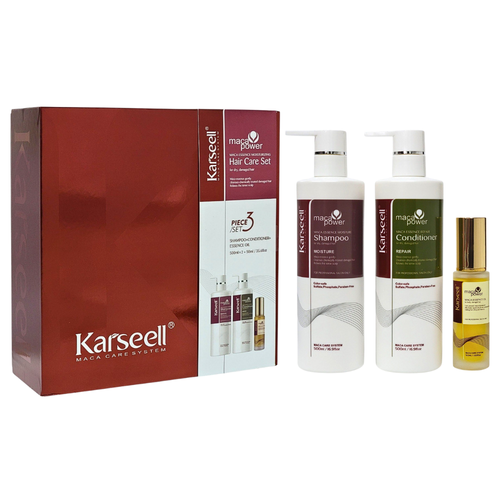 SET DE TRATAMIENTO PARA EL CABELLO HIDRATANTE Y REPARADOR DE ESENCIA DE MACA 3PCS KARSEELL