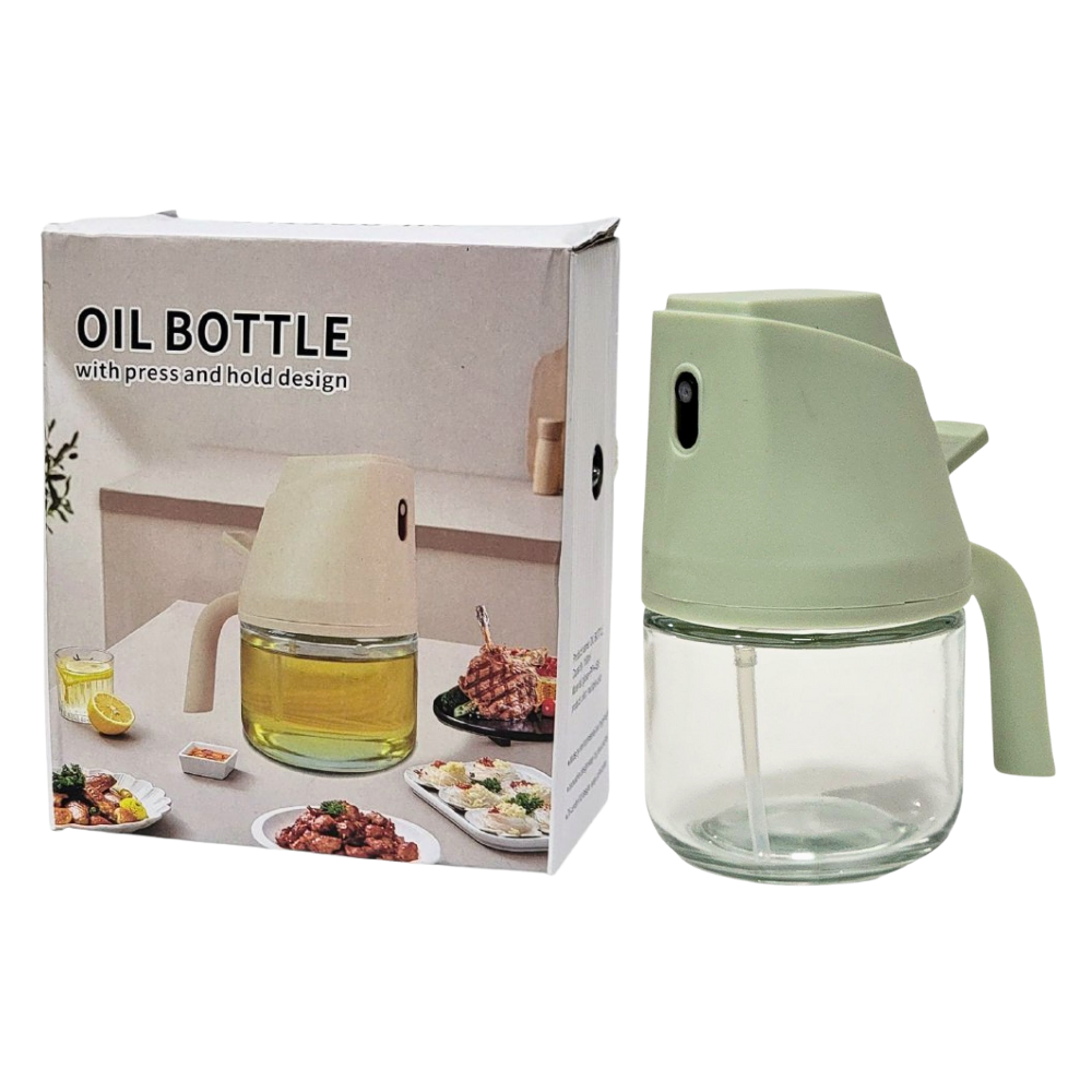 BOTELLA DISPENSADORA DE ACEITE MULTIFUNCIONAL, DISEÑO DE PRESIONAR Y SUJETAR DE SPRAY, ACEITE, VINAGRE, SALSA SOYA, APRUEBA DE FUGAS, VIDRIO RESISTENTE 180ML