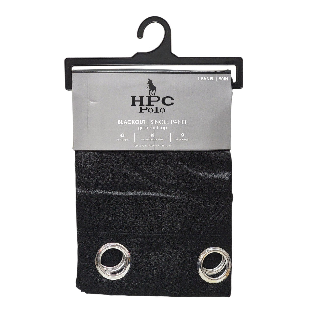 CORTINA BLACKOUT COLOR NEGRO CON OJALES DE METAL 1 PANEL HPC POLO 132X228CM