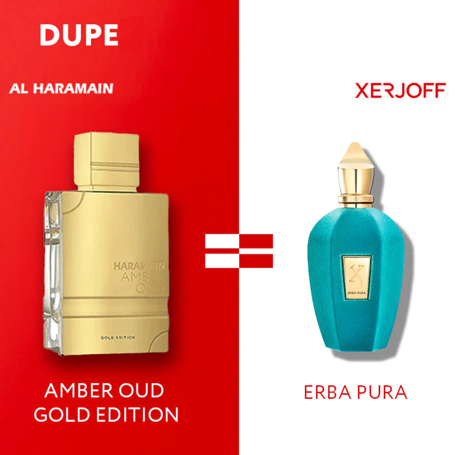SET AL HARAMAIN AMBER OUD GOLD EDITION EDP 75ML, MINI EDP 30ML, BOD DUPE XERJOFF ERBA PURA Y SPRAY 200ML (H)