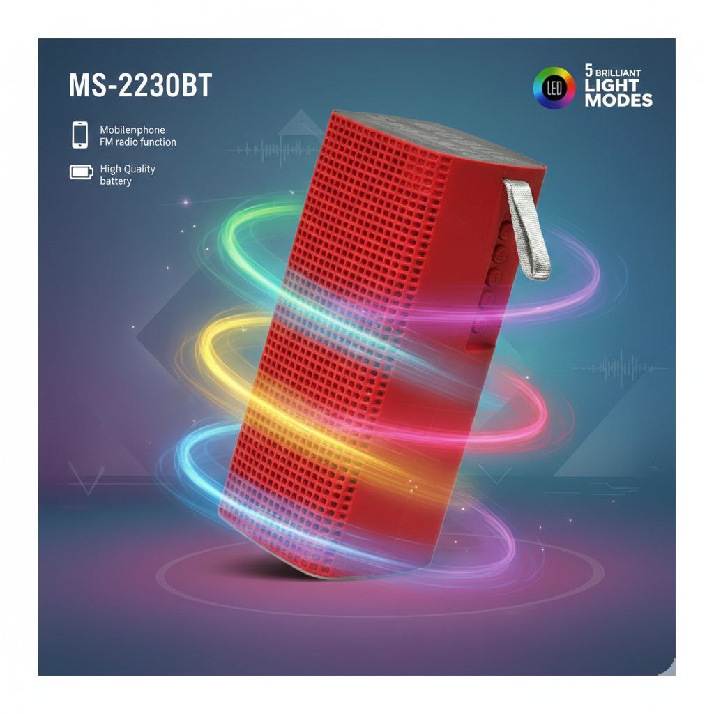PARLANTE ALTAVOZ INALÁMBRICO PORTÁTIL CON LUCES LED MS-2230BT 17CM