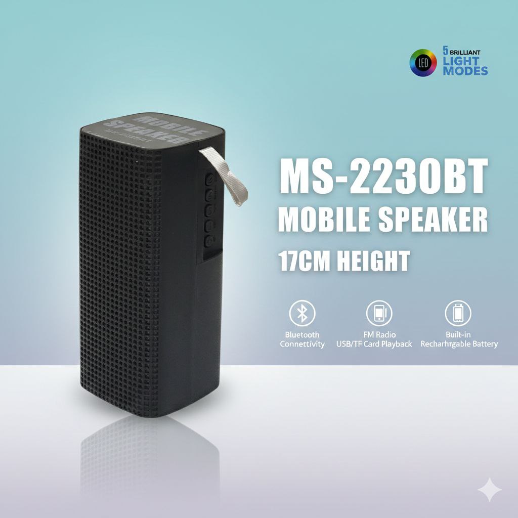 PARLANTE ALTAVOZ INALÁMBRICO PORTÁTIL CON LUCES LED MS-2230BT 17CM