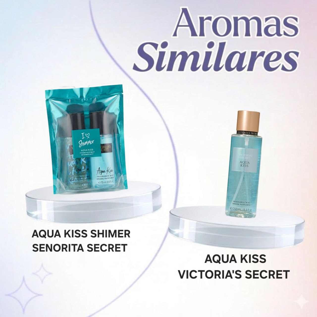 SET MINI SENORITAS SECRET AQUA KISS SPLASH 75ML SHIMMER 75ML (M) (AROMA SIMILAR A VICTORIAS SECRET AQUA KISS)