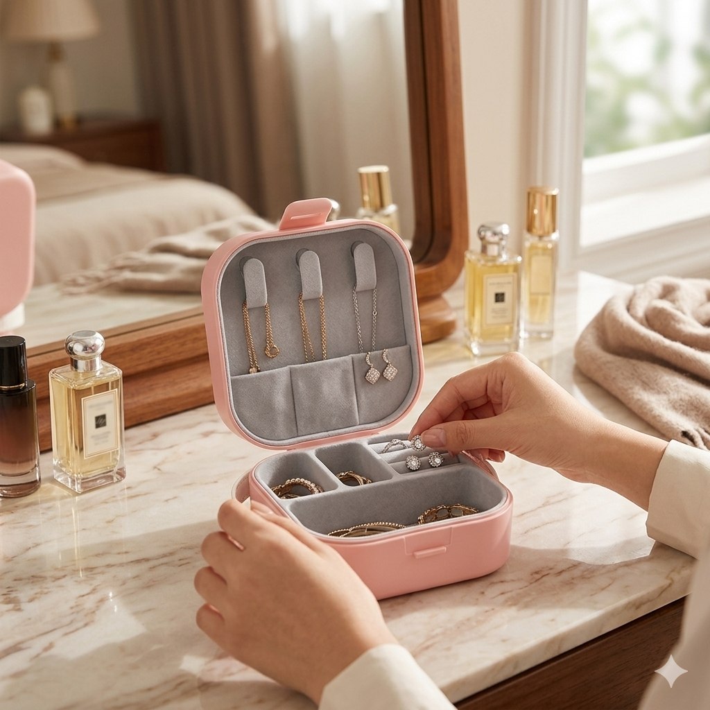 JOYERO MINI PORTATIL COMPACTO Y ELEGANTE