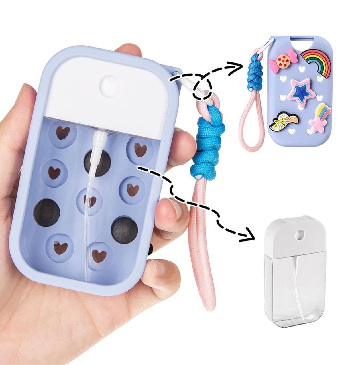 LLAVERO CON FUNDA DE SILICONA PARA DESINFECTANTE DE MANOS 30ML