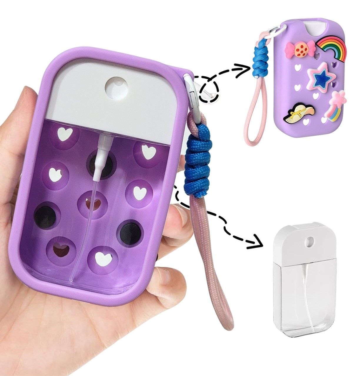 LLAVERO CON FUNDA DE SILICONA PARA DESINFECTANTE DE MANOS 30ML