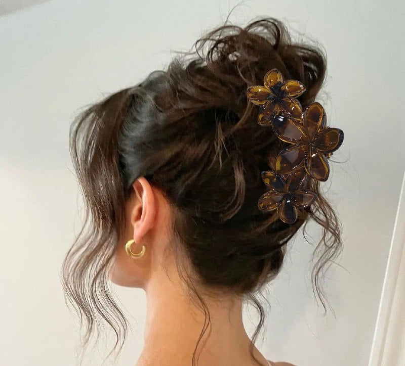 GANCHO PARA EL CABELLO DE DISEÑO DE TRIPLE FLOR, PINZAS DE SUJECION FUERTE, ACCESORIO PARA EL CABELLO PAQUETE DE 12UND 12X4CM