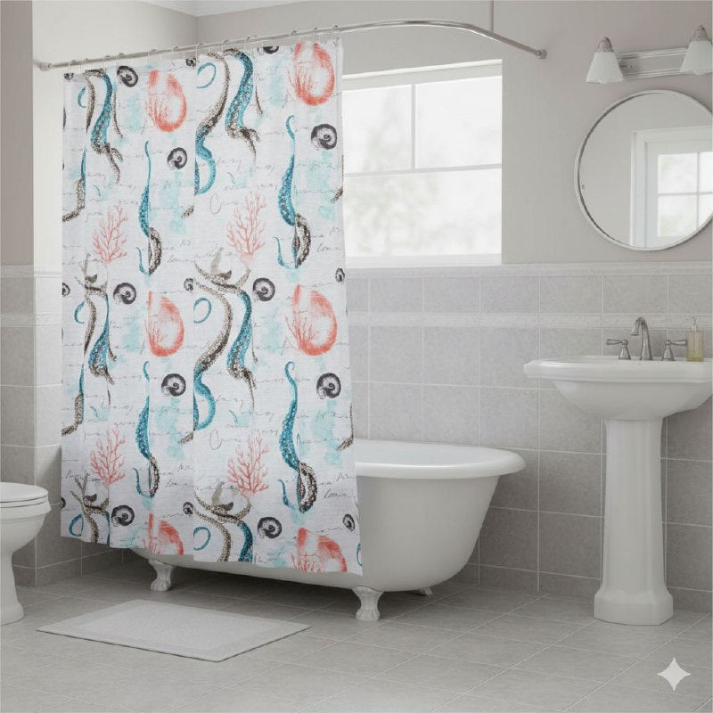 CORTINA DE DUCHA CON 12 GANCHOS DE METAL MODERNA Y ELEGANTE 178X183CM BENELI HOME