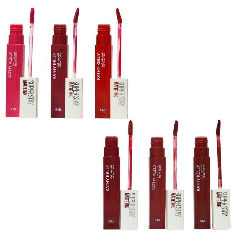 BRILLO LABIAL DUPE MAYBELLINE MATTE INK RESISTENTE AL AGUA, 24H, 6 TONOS KATHY KELLY NEW YORK 6ML