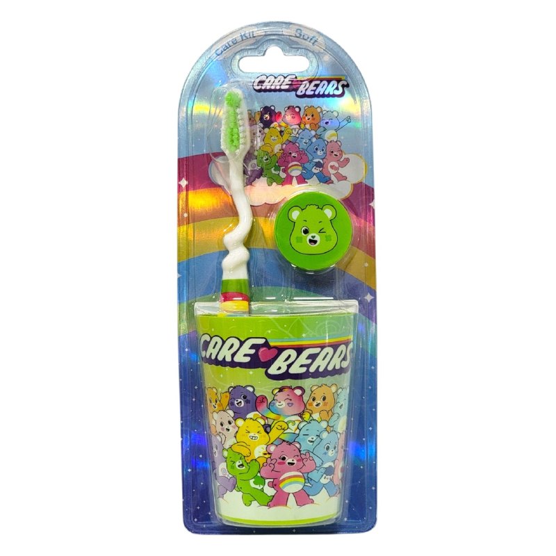 CEPILLO DE DIENTES EN SET DE HIGIENE BUCAL PARA NIÑOS CEPILLO, PROTECTOR Y VASITO CARE KIT, 4 ESTILOS