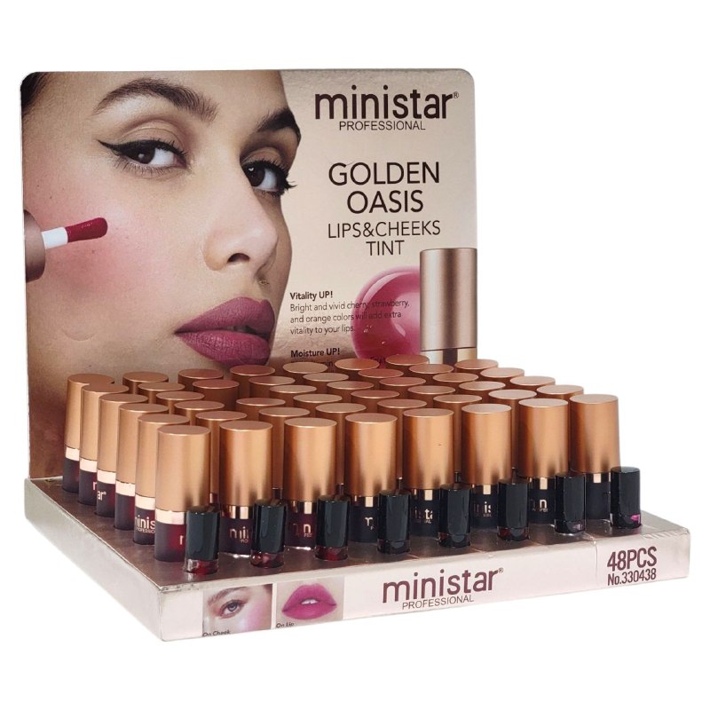 BRILLO LABIAL TINTA DUPE KIKO GOLDEN OASIS HIDRATANTE 8ML, QUE AÑADE VITALIDAD CON COLORES CEREZA, FRESA Y NARANJA BRILLANTES Y VIVOS MINISTAR PROFESSIONAL