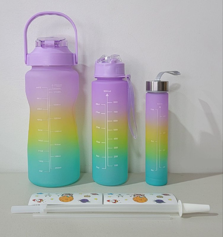 BOTES MOTIVACIONALES SET 3 PIEZAS  2L/900ML/500ML