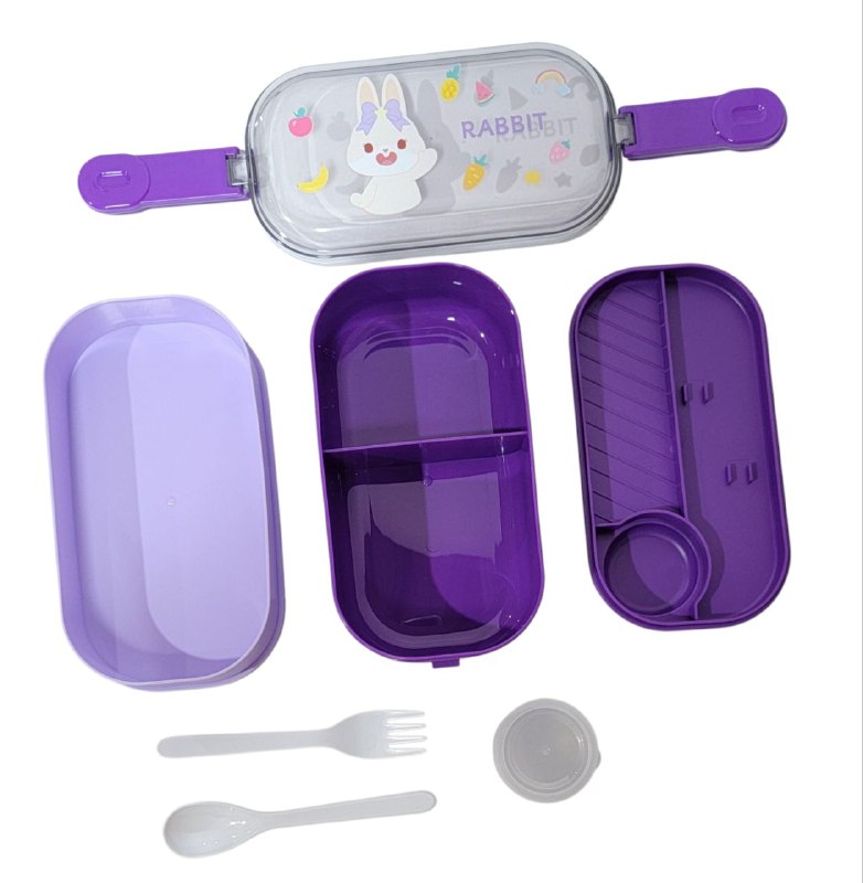 LONCHERA EN KIT CON SEPARADOR , CUBIERTOS Y PAILA PARA SALSA 4 COLORES