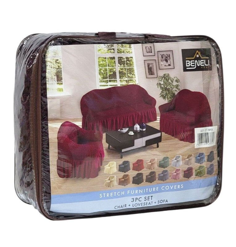 SET DE FORROS ELASTICOS DE MUEBLES, JUEGO DE 3 PIEZAS PARA MUEBLES VARIOS COLORES BENELI HOME