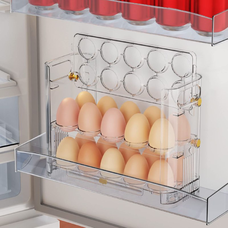 ORGANIZADOR DE HUEVOS TRANSPARENTE HUEVERA DE 3 CAPAS PARA 30 HUEVOS 25X10X20CM