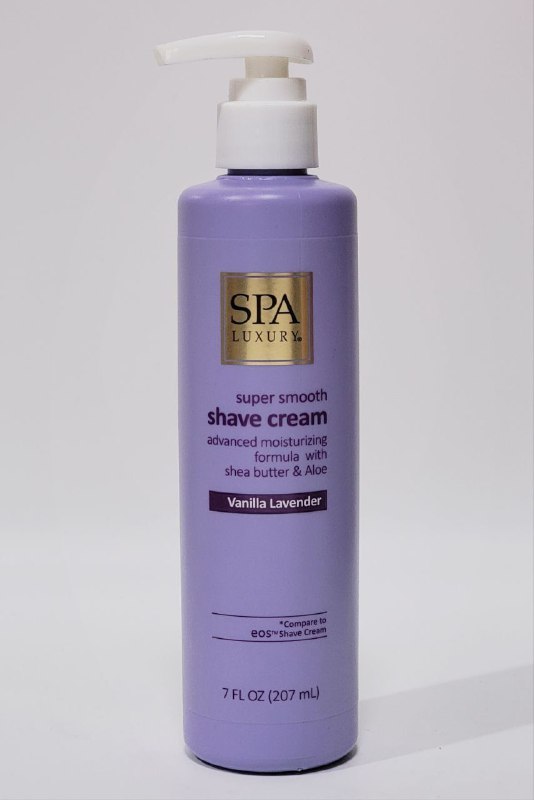 ESPUMA DE AFEITAR, CREMA DE AFEITAR HIDRATANTE CON MANTECA DE KARITE Y ALOE, DA HIDRATACION DURADERA QUE CALMA Y SUAVIZA LA PIEL, PROTEGE CONTRA LA IRRITACION AROMA A VAINILLA Y LAVANDA SPA LUXURY 207ML