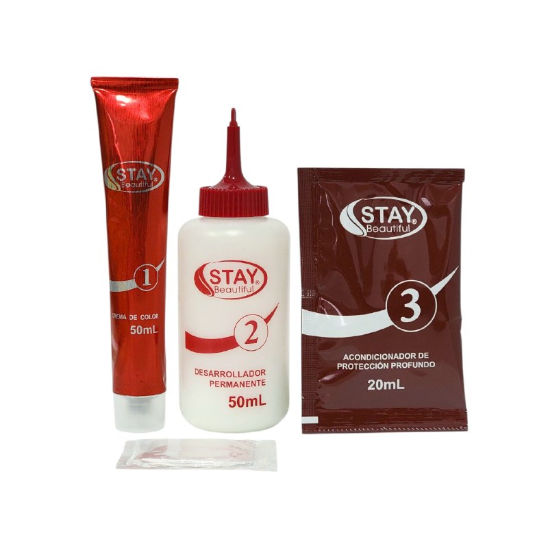 TINTE PARA EL CABELLO COLOR PLATEADO BRILLANTE 7.1, VIVO Y DURADERO STAY BEUTIFUL 50MLX2+20ML