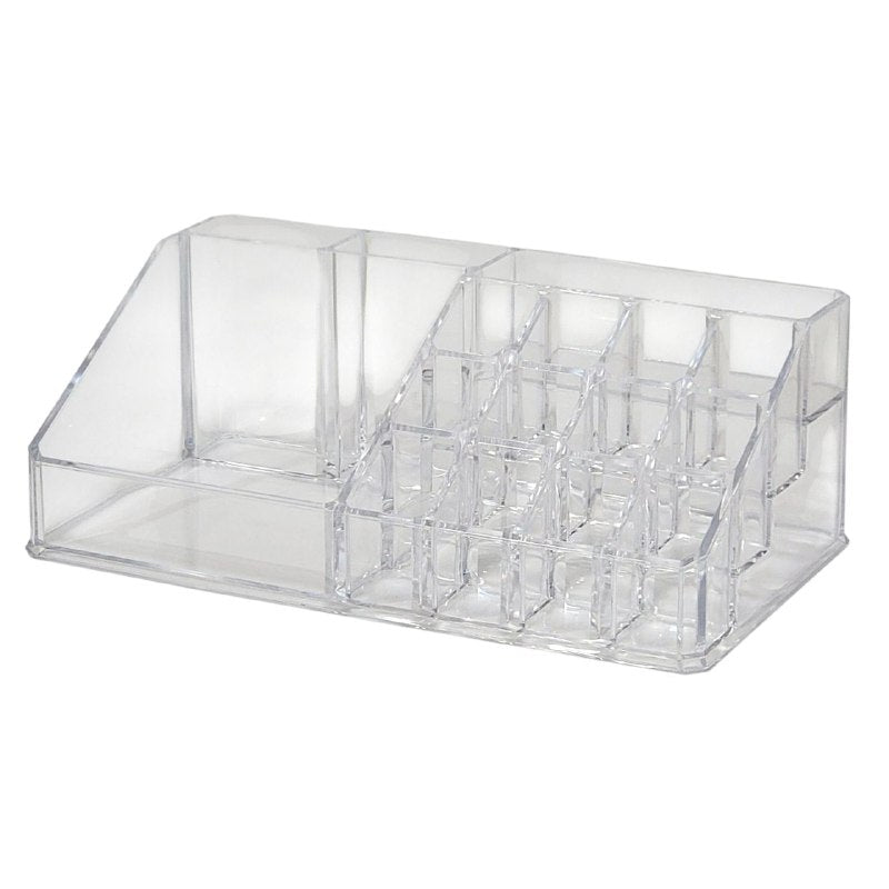 ORGANIZADOR DE MAQUILLAJE Y COSMETICOS TRANSPARENTE DE ACRILICO 22X12X8CM