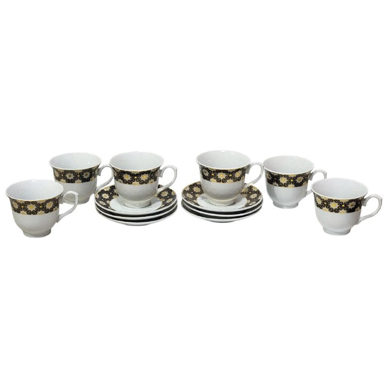 PLATOS, JUEGO DE TAZAS Y PLATOS DE CERAMICA CON DISEÑO DE FLORES PARA CAFE O TE, 6 TAZAS Y 6 PLATOS PEQUEÑOS