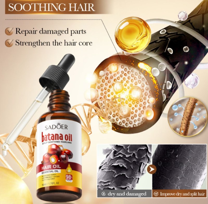 ACEITE PARA EL CABELLO REPARADOR DE BATANA Y JENGIBRE SADOER 50ML