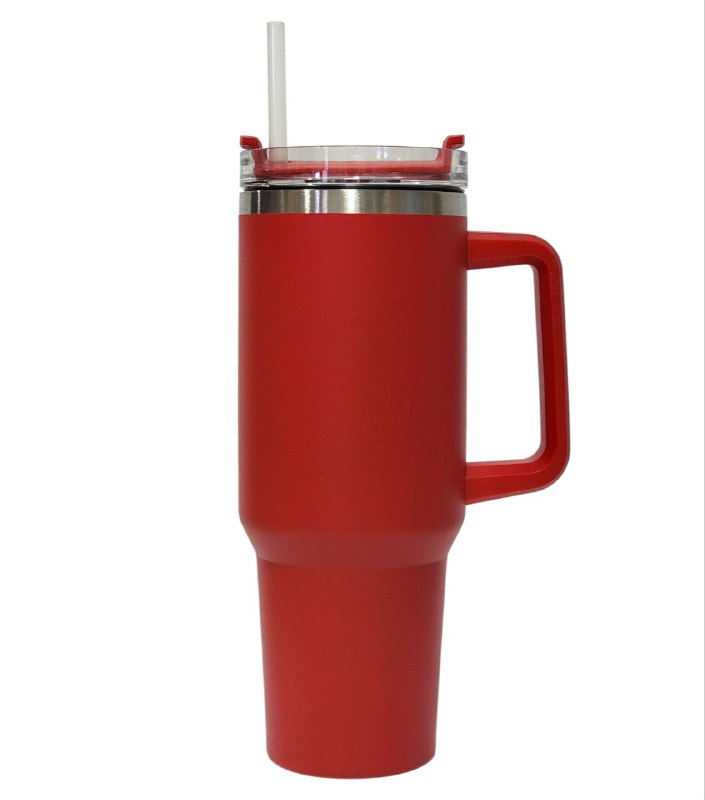 VASO TERMICO DE ACERO INOXIDABLE DOBLE PARED AL VACIO, 4 COLORES CON ASA Y PAJILLA 40OZ