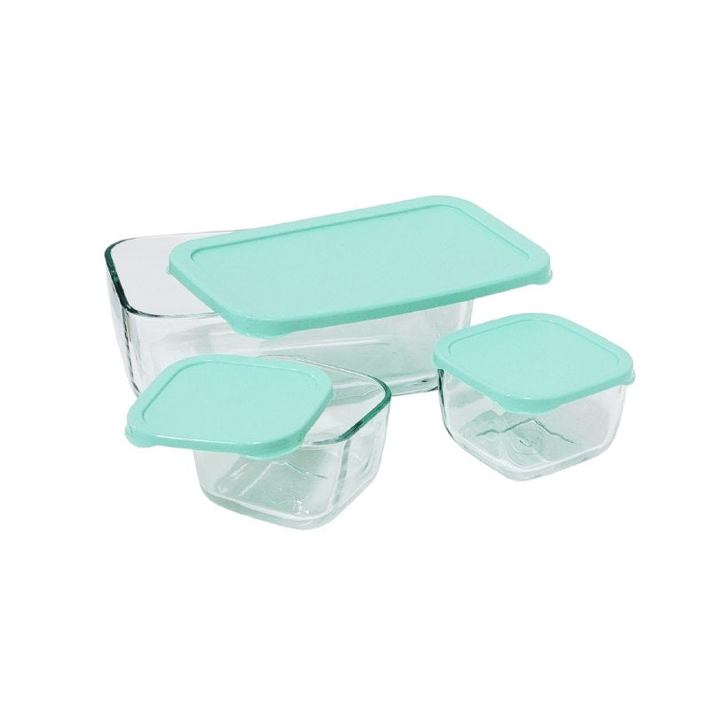 RECIPIENTES HERMETICOS DE VIDRIO EN SET DE 3 PIEZAS PARA COMIDA SNOWBOX