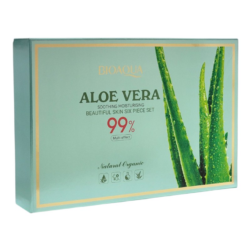 SET DE CUIDADO FACIAL DE HIDRATACION Y REPARACION A BASE DE ALOE VERA 6PCS BIOAQUA