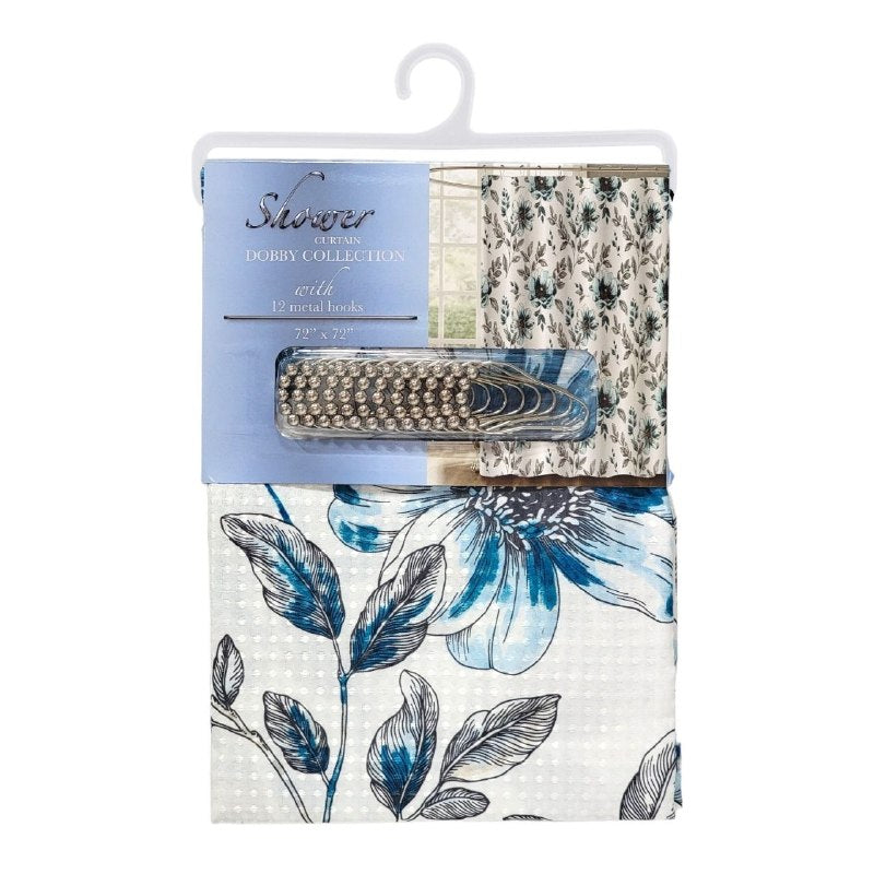 CORTINA PARA BAÑO DE TELA SUAVE DE ALTA RESISTENCIA DE 12 GANCHOS DOBBY COLLECTION 183X183CM