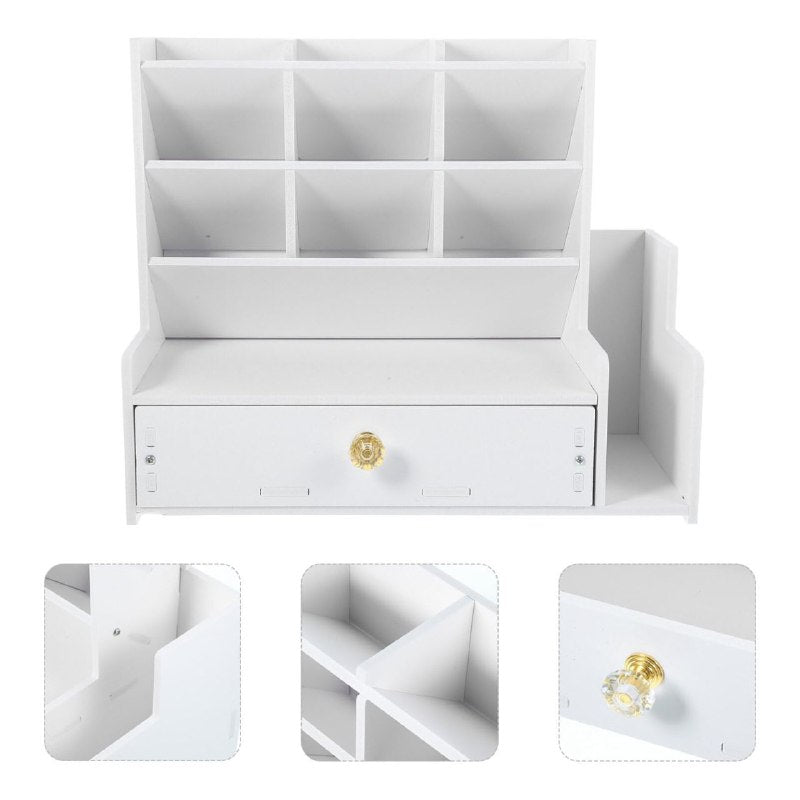 ESTANTE ORGANIZADOR DE BOLIGRAFOS PARA ESCRITORIO O OFICINA COLOR BLANCO 30X15X25CM