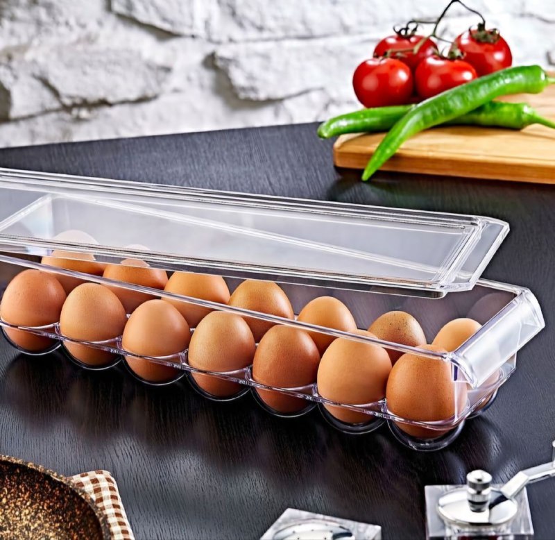 ORGANIZADOR DE HUEVOS TRANSPARENTE HUEVERA PARA 12 HUEVOS 33X12X9CM