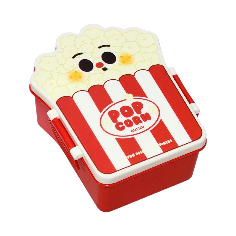 LONCHERA CON DISEÑO DE PAPAS FRITAS Y PALOMITAS CON SEPARADOR Y CUBIERTOS