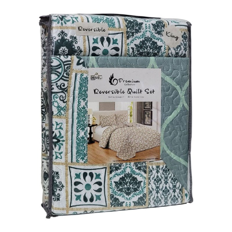 JUEGO DE SABANAS CAMERA TIPO EDREDON REVERSIBLE DE 3 PIEZAS KING BENELI HOME 17 ESTILOS